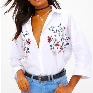 Pretty Little Thing: Callie White Embroidered Shirt [Size: US 4]